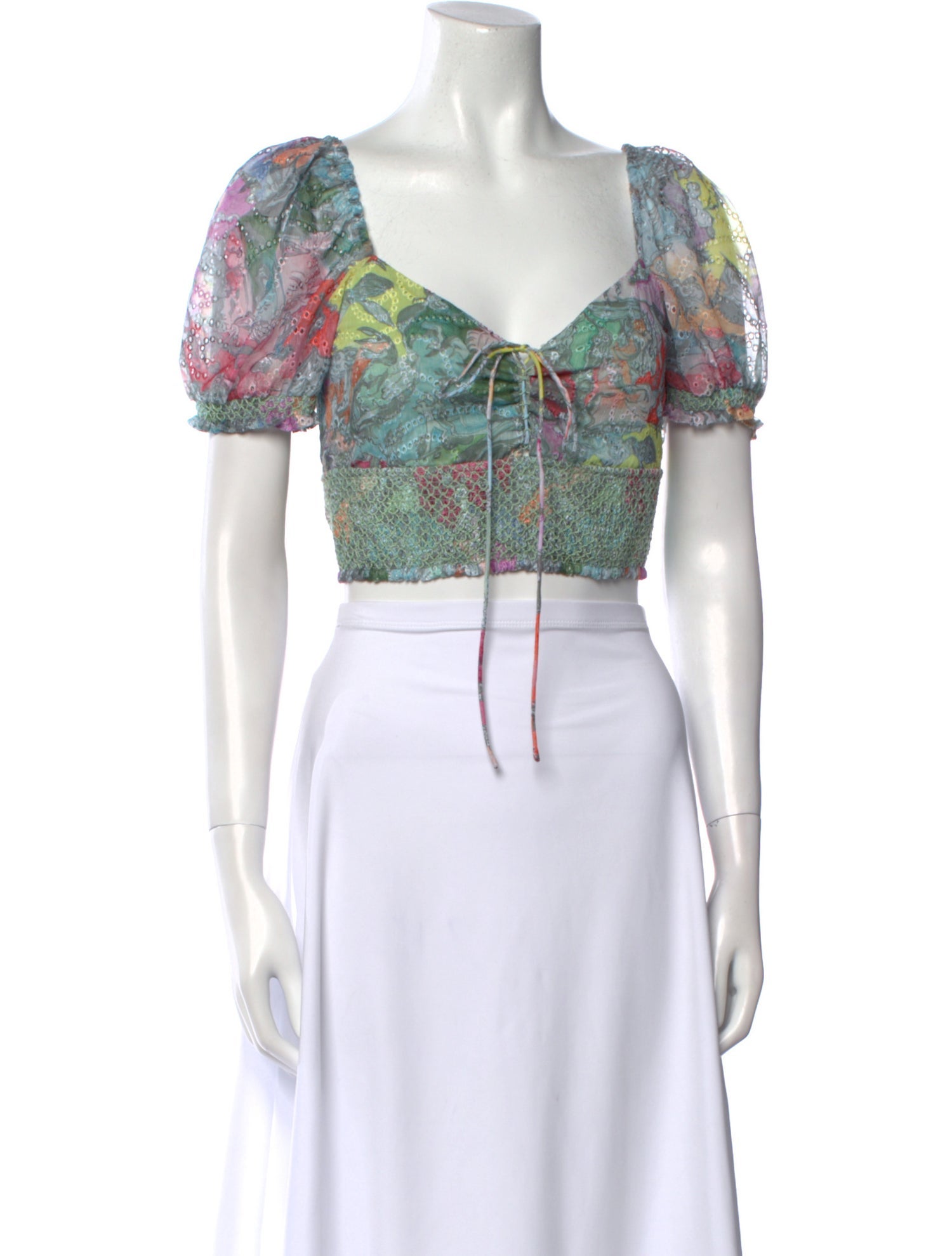 Alice + Olivia Printed V-Neck Crop Top