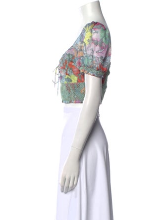 Alice + Olivia Printed V-Neck Crop Top