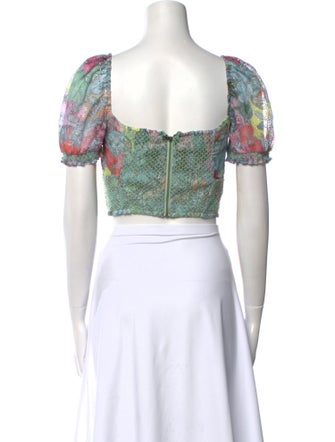 Alice + Olivia Printed V-Neck Crop Top