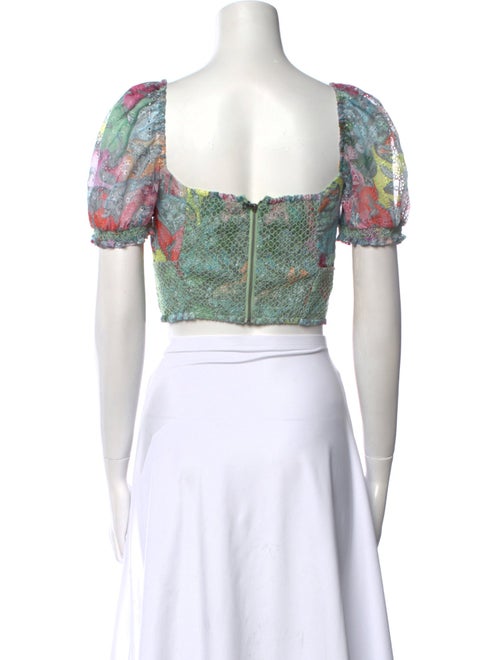 Alice + Olivia Printed V-Neck Crop Top