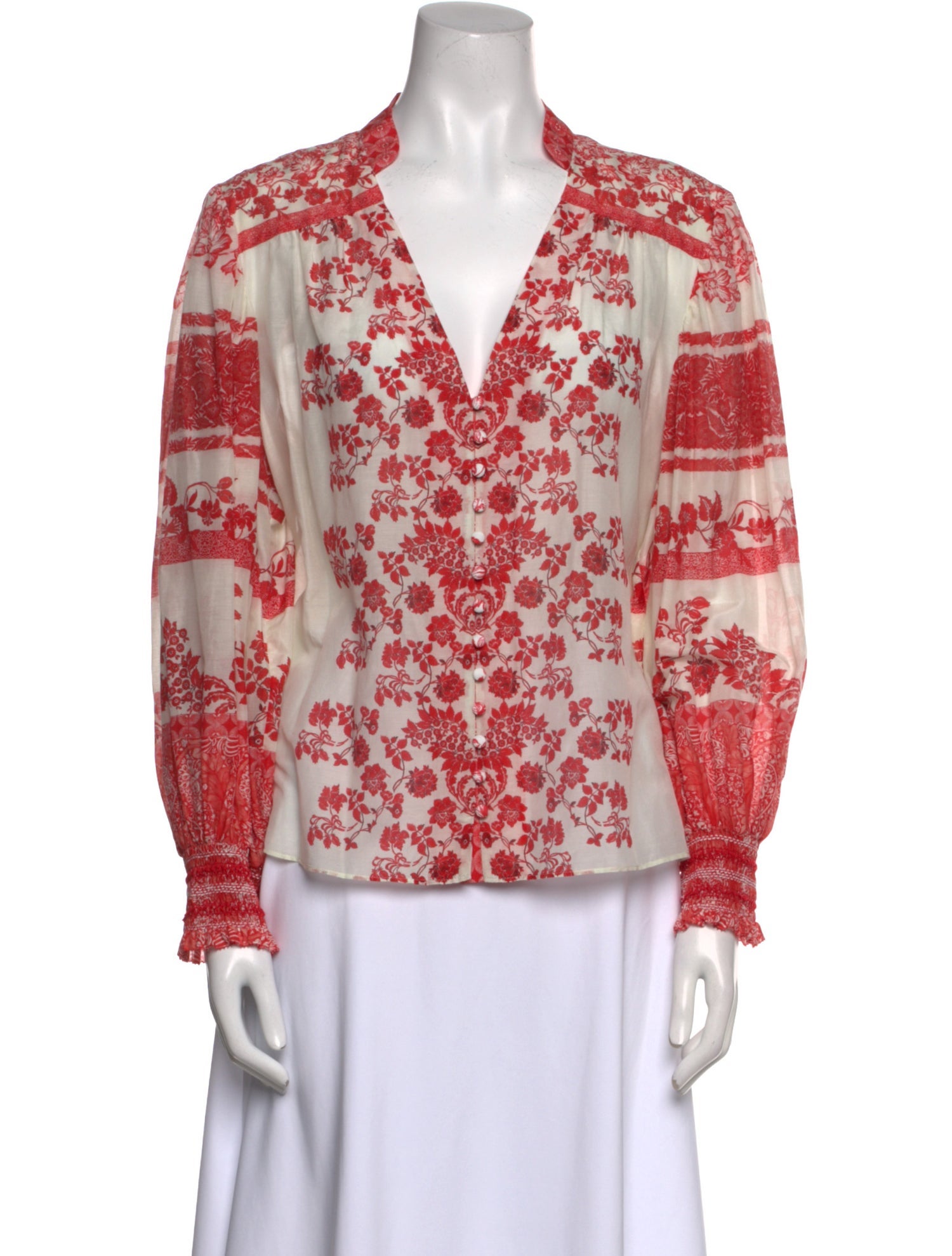 Alice + Olivia Floral Print V-Neck Blouse