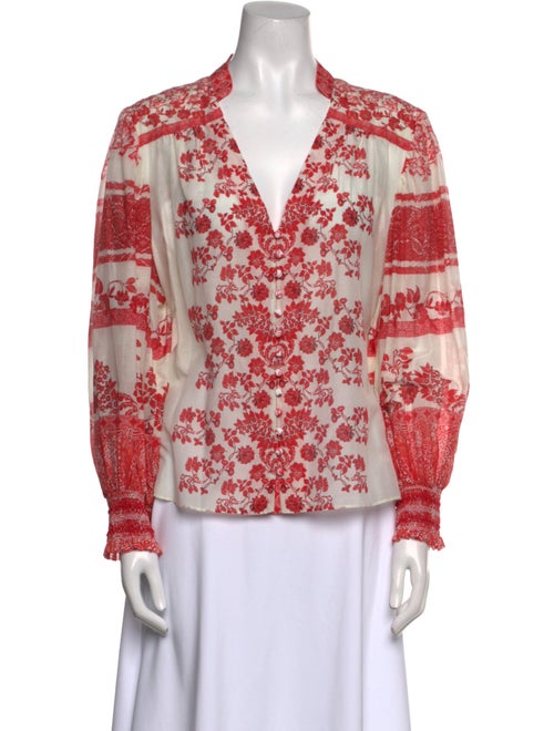 Alice + Olivia Floral Print V-Neck Blouse