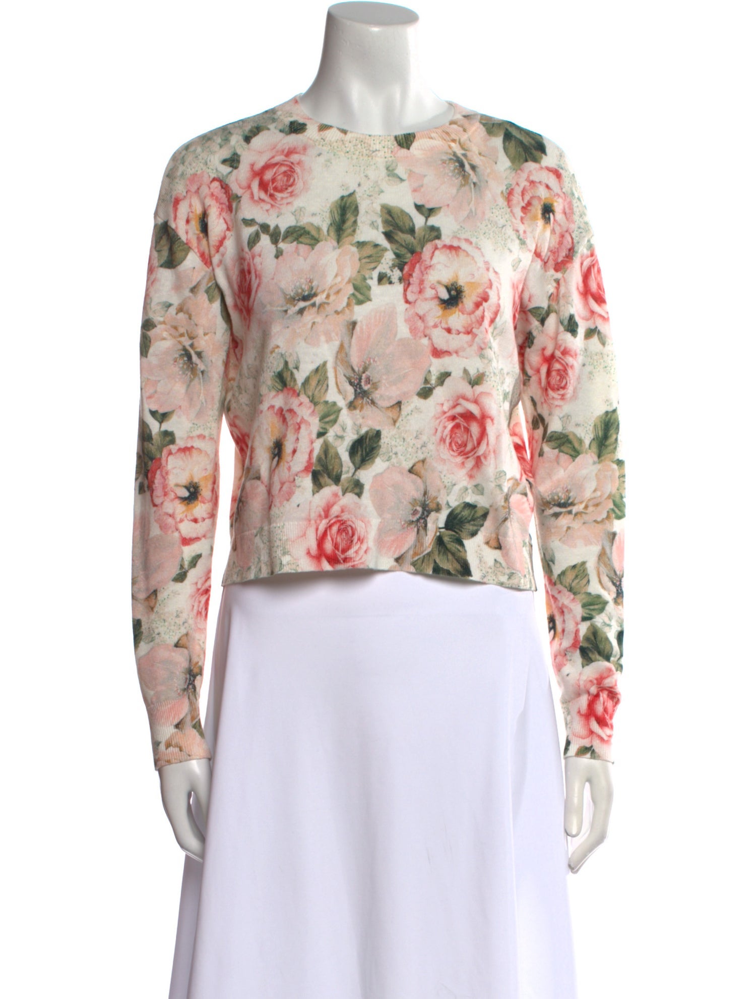 Alice + Olivia Floral Print Crew Neck Sweater