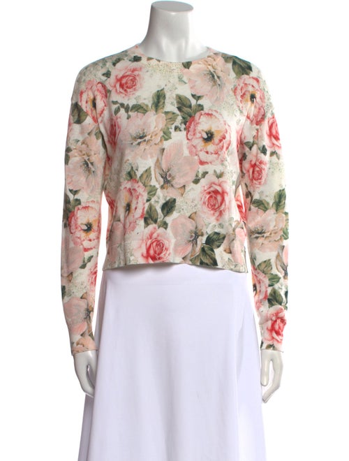 Alice + Olivia Floral Print Crew Neck Sweater