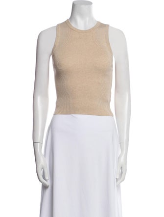 Alice + Olivia Crew Neck Sleeveless Crop Top