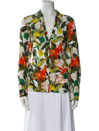 Alice + Olivia Silk Floral Print Blouse