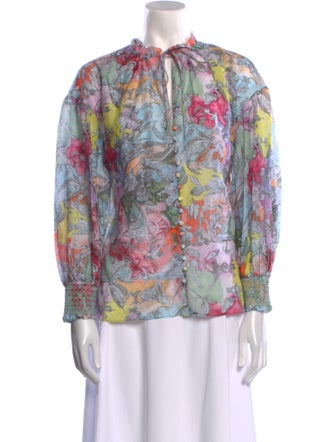 Alice + Olivia Floral Print Mock Neck Blouse