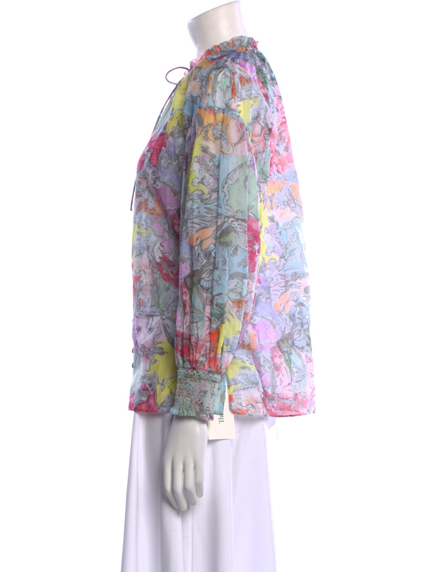 Alice + Olivia Floral Print Mock Neck Blouse