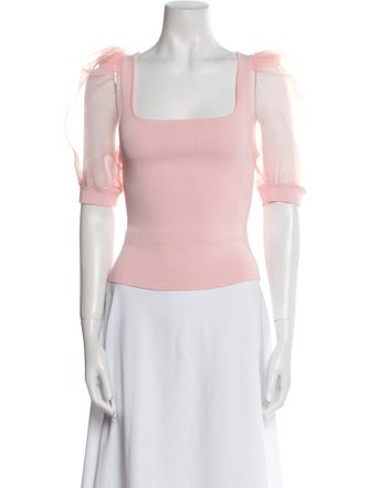 Alice + Olivia Square Neckline Short Sleeve Crop Top