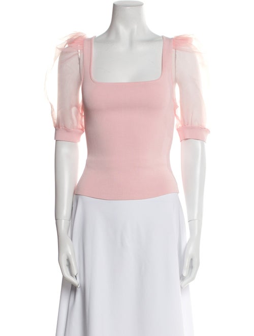 Alice + Olivia Square Neckline Short Sleeve Crop Top