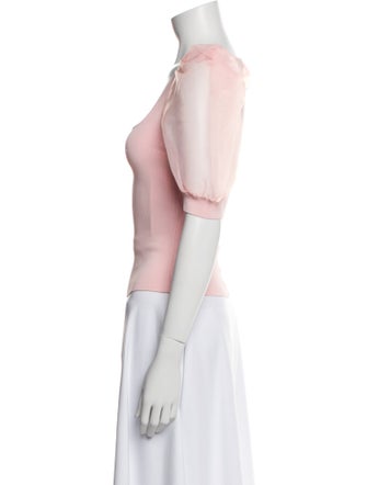 Alice + Olivia Square Neckline Short Sleeve Crop Top