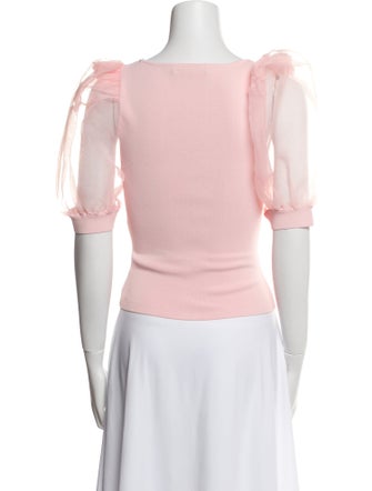 Alice + Olivia Square Neckline Short Sleeve Crop Top