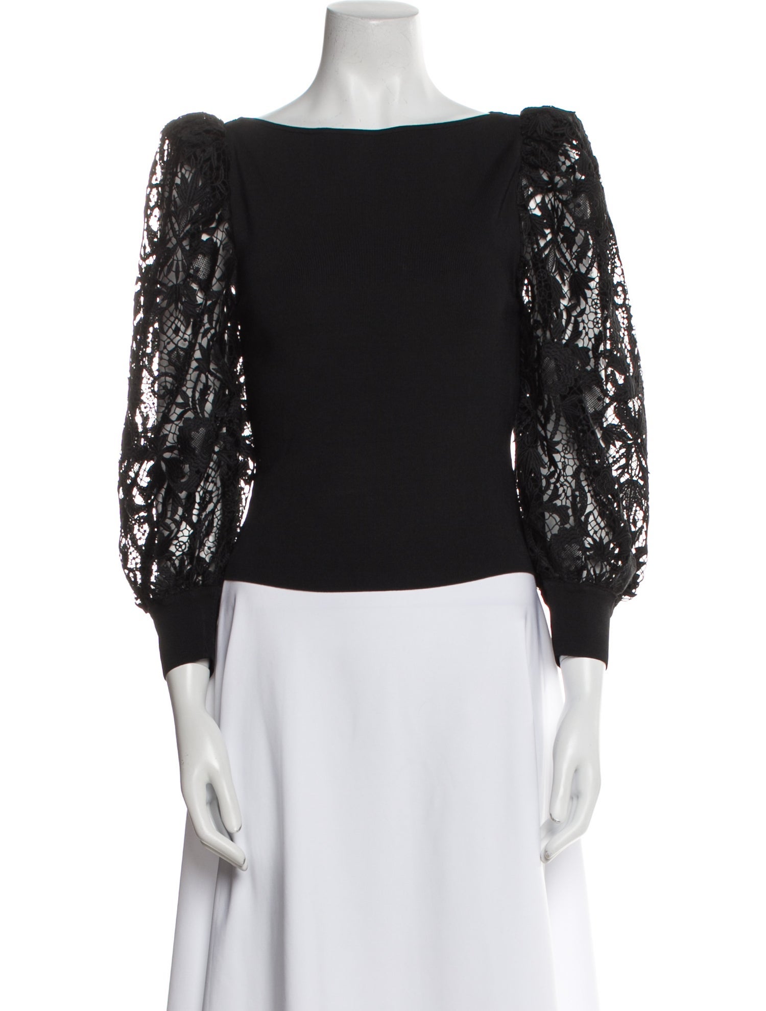 Alice + Olivia Bateau Neckline Three-Quarter Sleeve Blouse