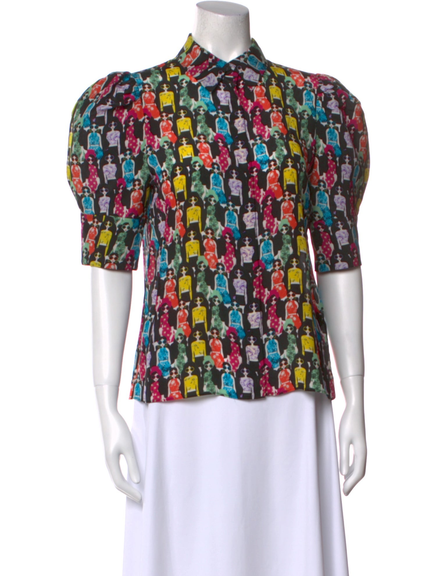 Alice + Olivia Silk Floral Print Button-Up Top