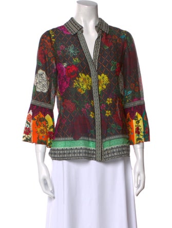 Alice + Olivia Printed V-Neck Blouse