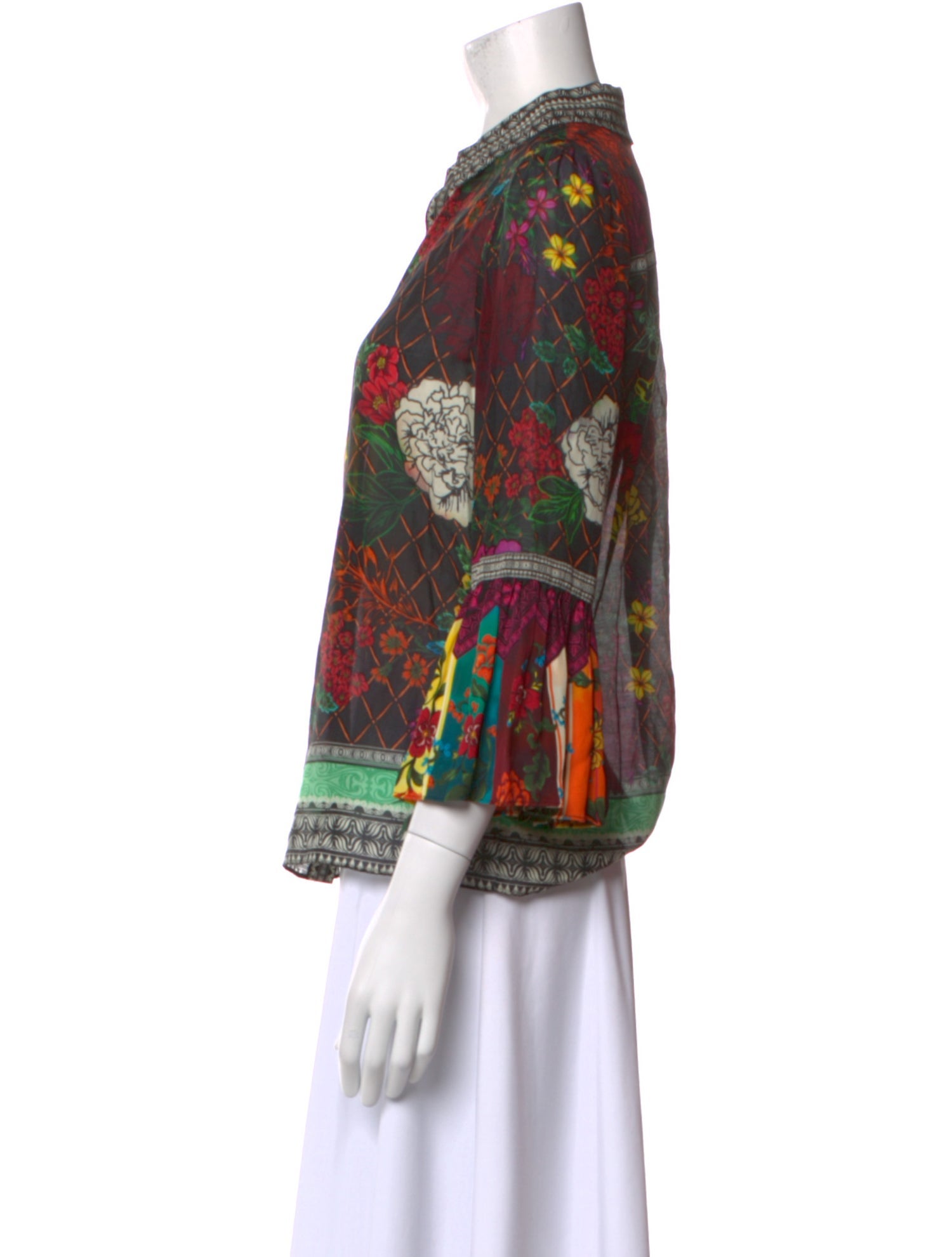 Alice + Olivia Printed V-Neck Blouse