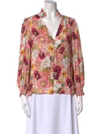 Alice + Olivia Floral Print V-Neck Blouse