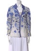 Alice + Olivia Printed V-Neck Button-Up Top