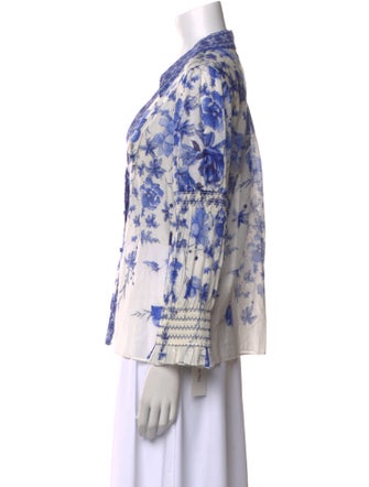 Alice + Olivia Printed V-Neck Button-Up Top