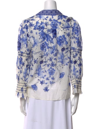 Alice + Olivia Printed V-Neck Button-Up Top
