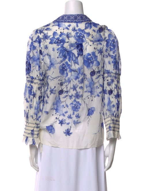 Alice + Olivia Printed V-Neck Button-Up Top