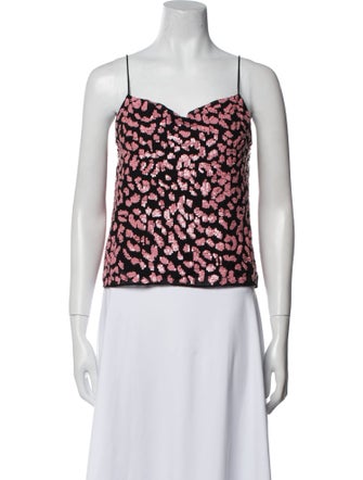 Alice + Olivia Floral Print Square Neckline Crop Top