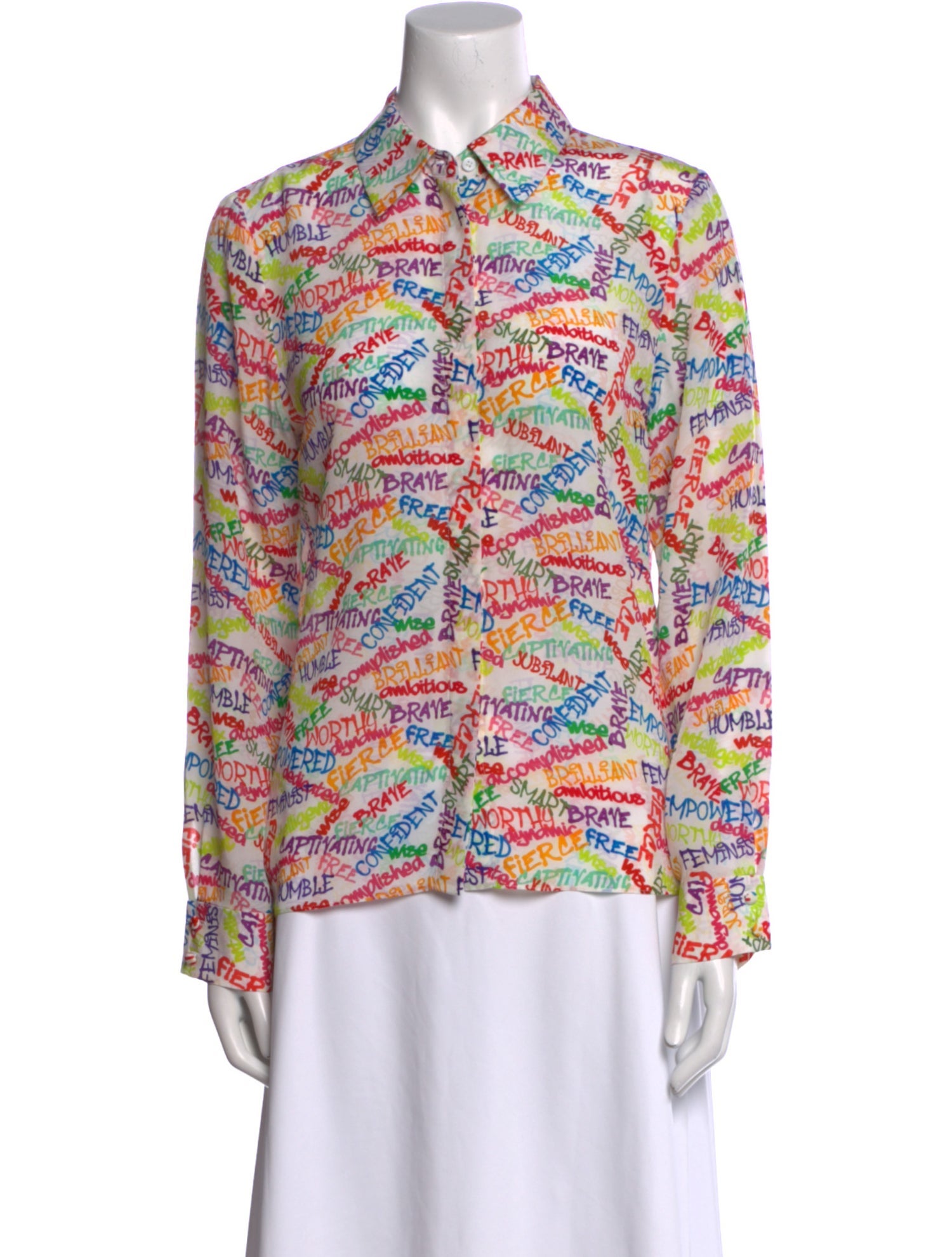 Alice + Olivia Silk Printed Button-Up Top