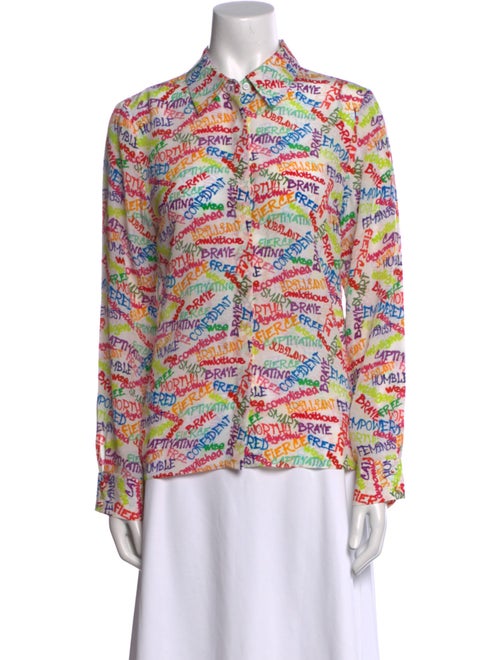 Alice + Olivia Silk Printed Button-Up Top
