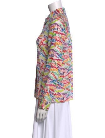 Alice + Olivia Silk Printed Button-Up Top