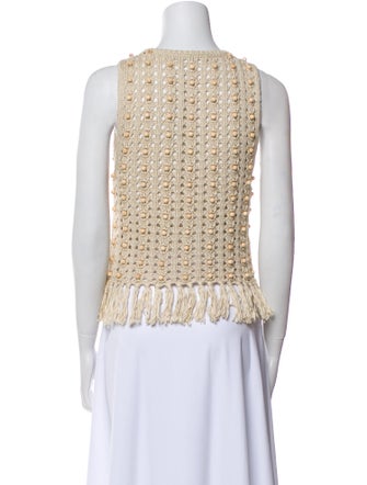 Alice + Olivia Lace Pattern Crew Neck Crop Top