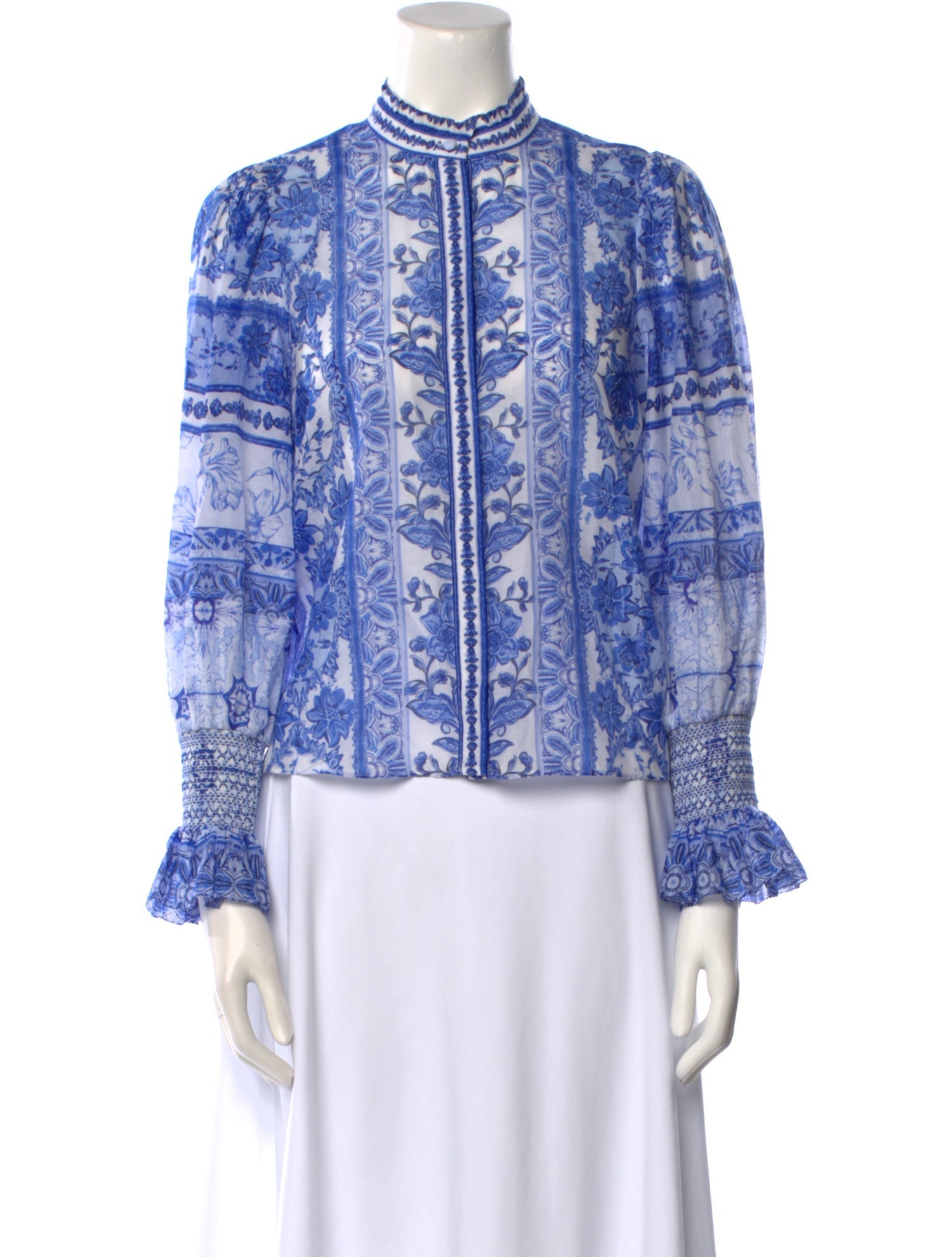 Alice + Olivia Printed Mock Neck Blouse