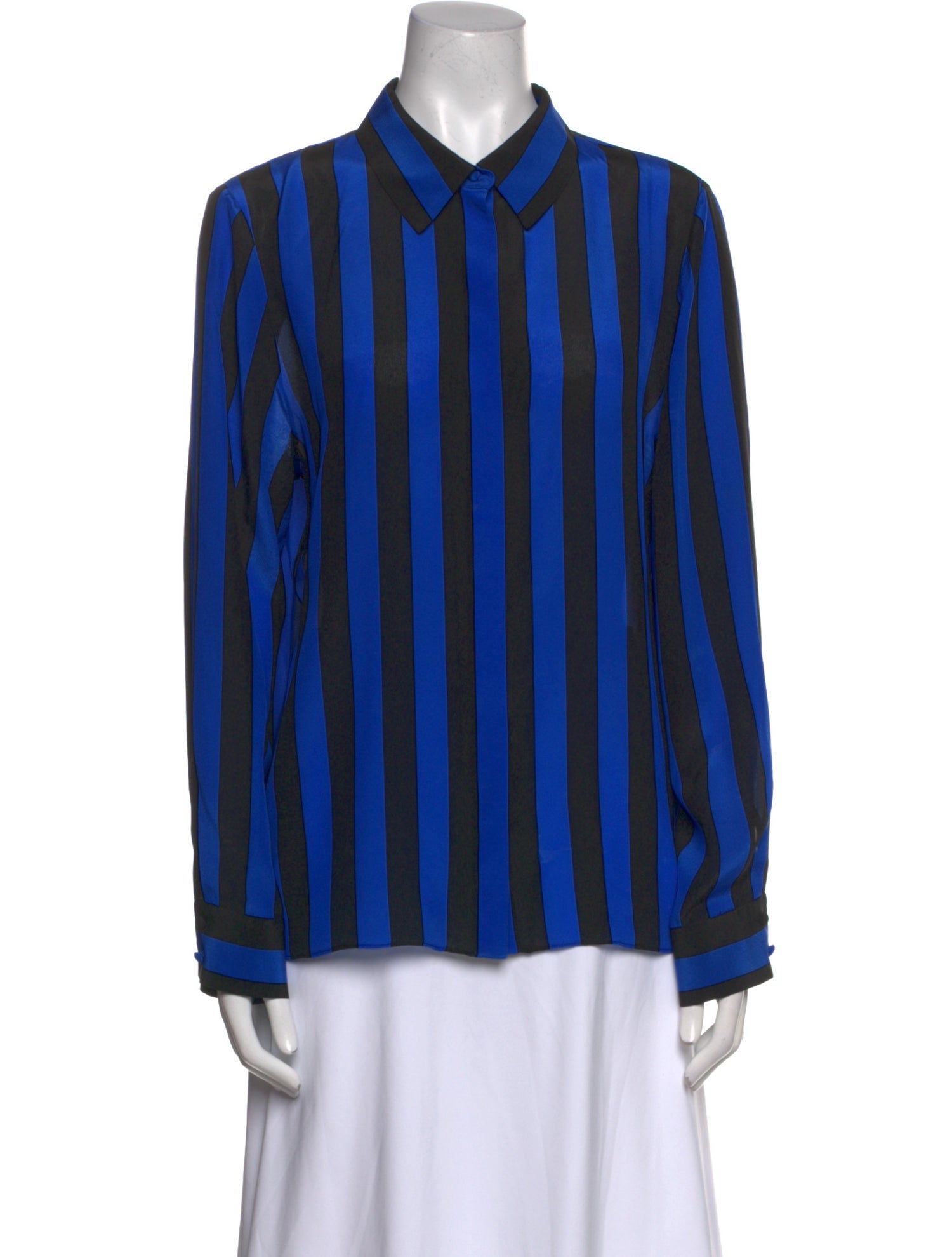 Alice + Olivia Silk Striped Button-Up Top