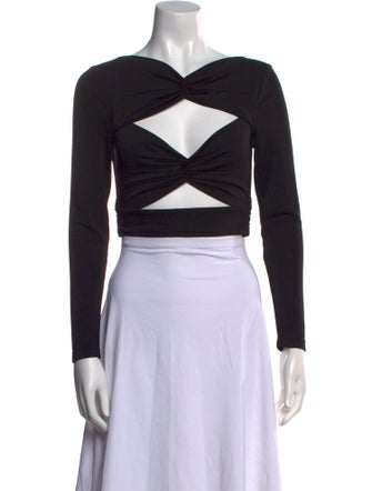 Alice + Olivia V-Neck Long Sleeve Crop Top