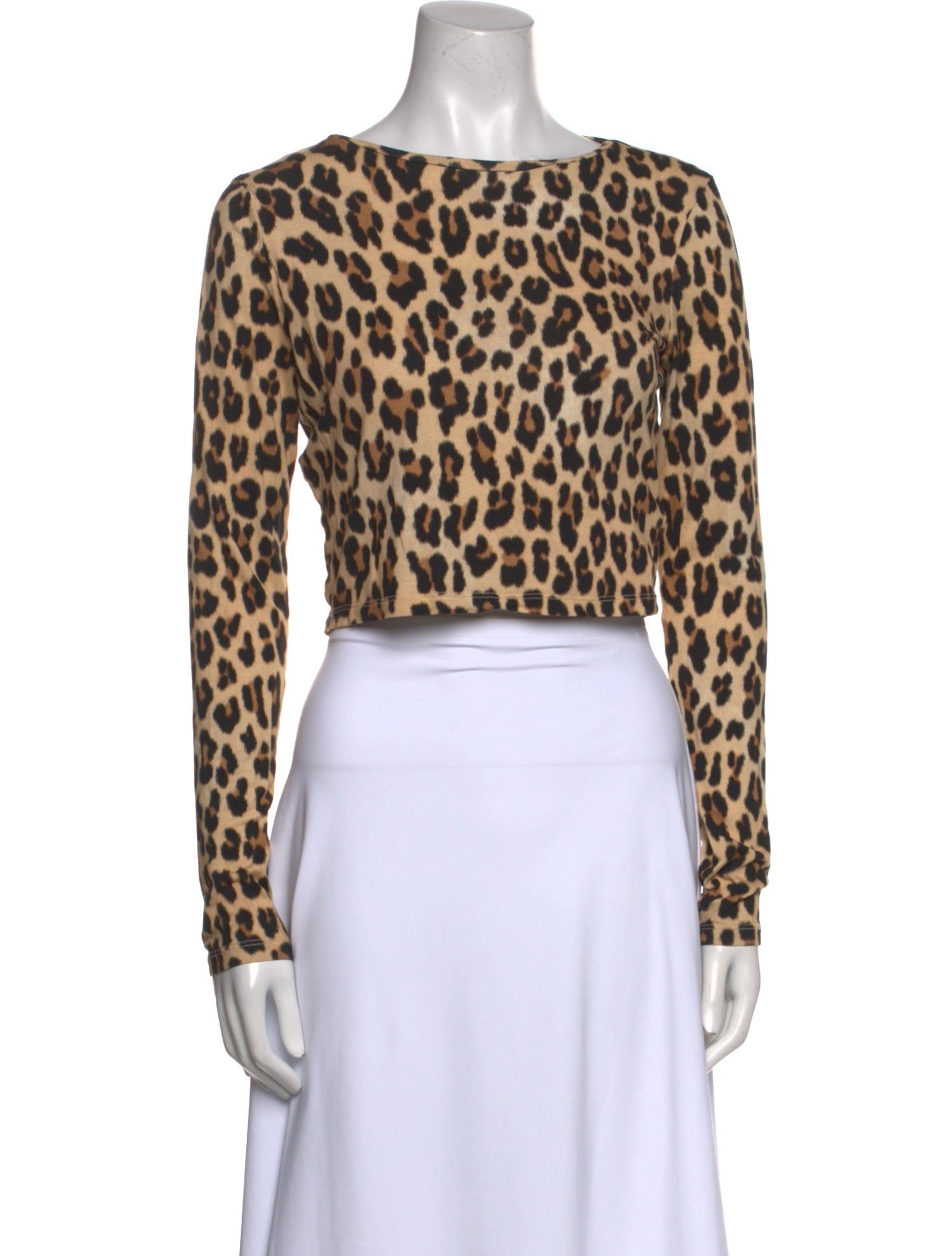 Alice + Olivia Animal Print Scoop Neck Crop Top