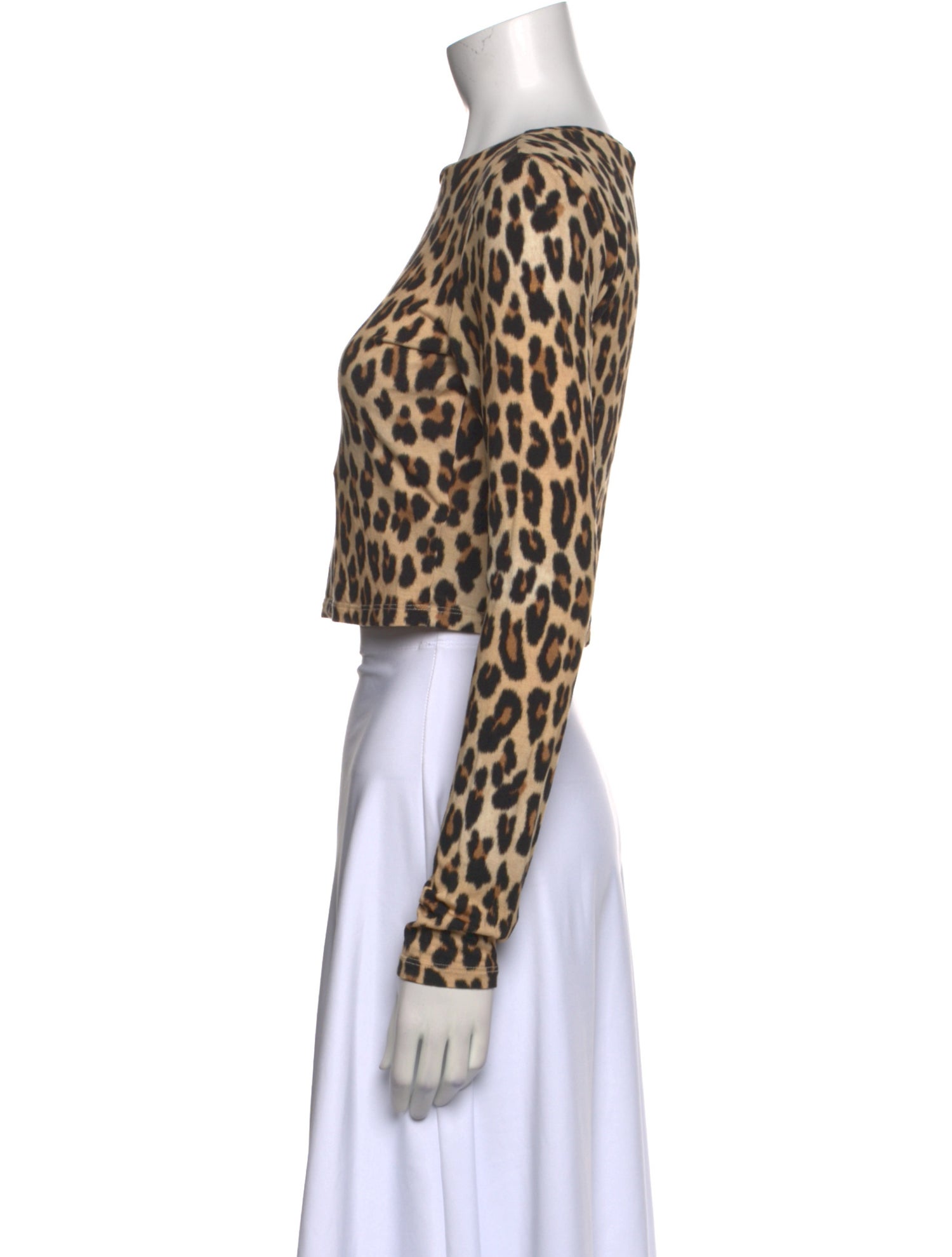 Alice + Olivia Animal Print Scoop Neck Crop Top