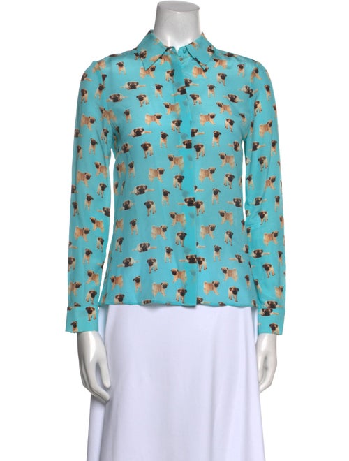 Alice + Olivia Silk Printed Button-Up Top