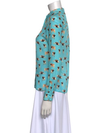 Alice + Olivia Silk Printed Button-Up Top