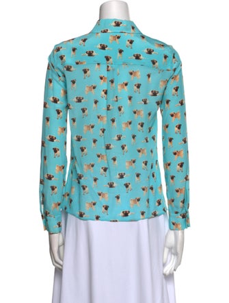Alice + Olivia Silk Printed Button-Up Top