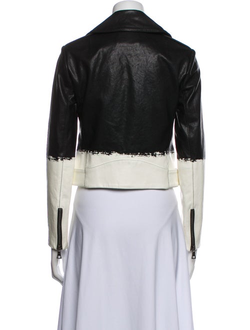 Alice + Olivia Leather Colorblock Pattern Biker Jacket