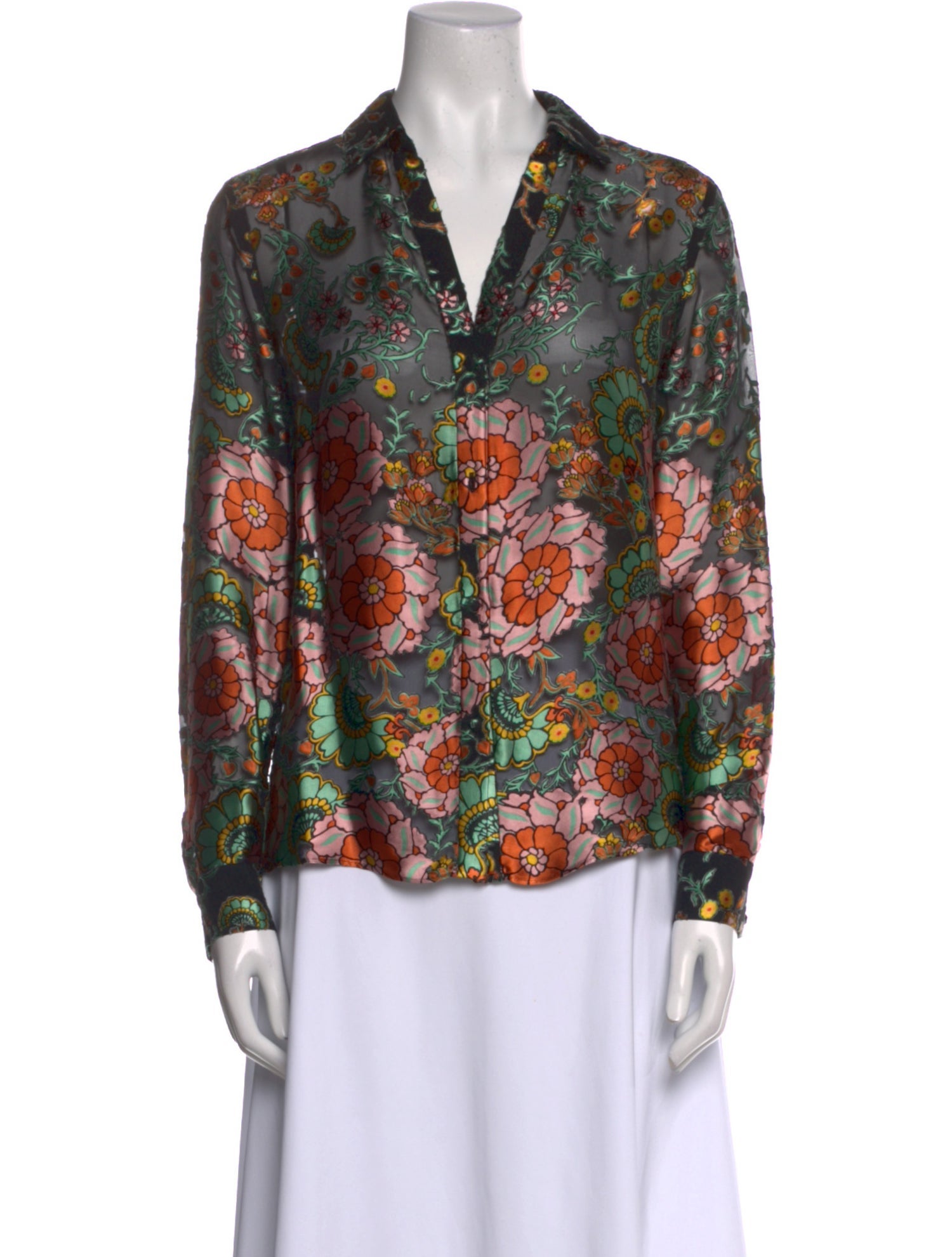 Alice + Olivia Floral Print V-Neck Blouse w/ Tags