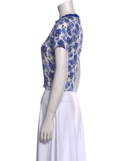 Alice + Olivia Floral Print Crew Neck Crop Top