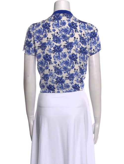 Alice + Olivia Floral Print Crew Neck Crop Top