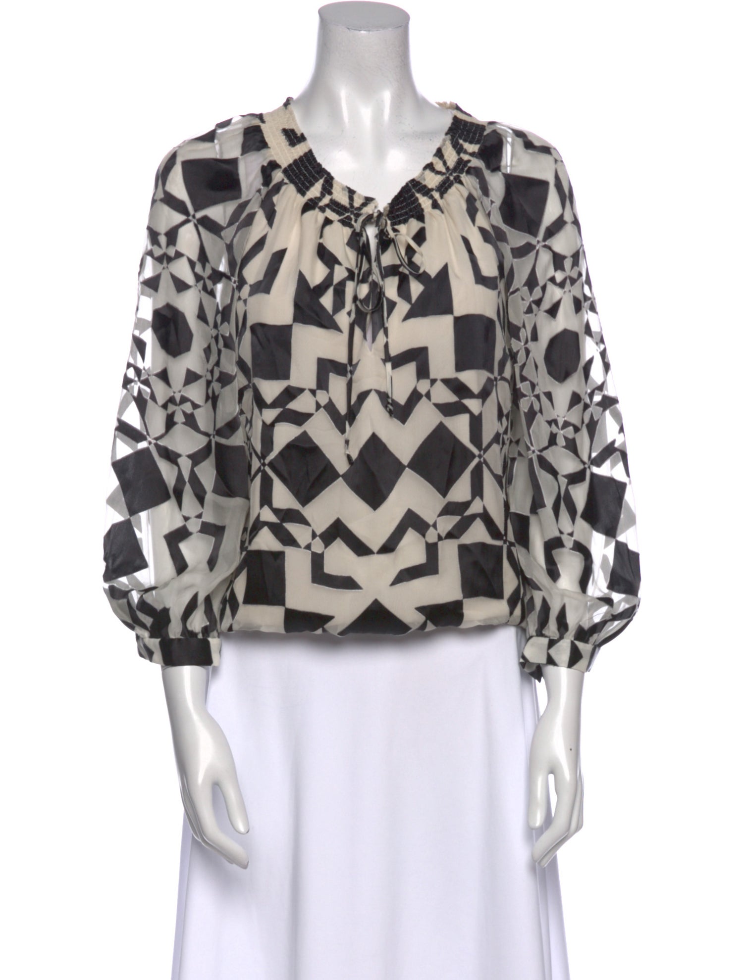 Alice + Olivia Printed V-Neck Blouse