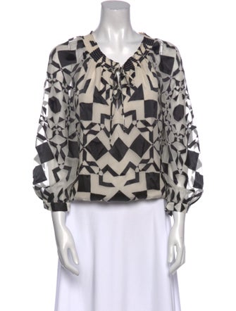 Alice + Olivia Printed V-Neck Blouse