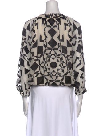 Alice + Olivia Printed V-Neck Blouse