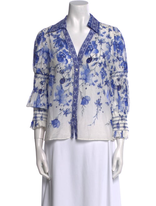 Alice + Olivia Printed Three-Quarter Sleeve Blouse