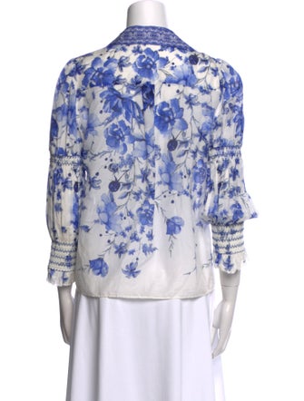 Alice + Olivia Printed Three-Quarter Sleeve Blouse