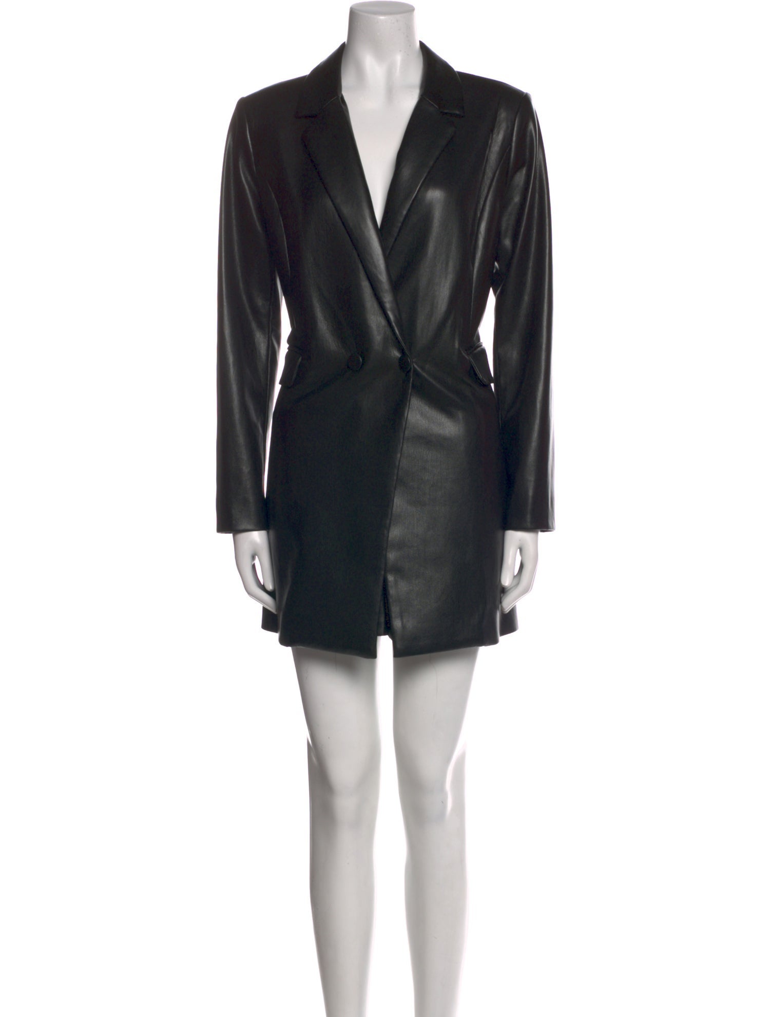 Alice + Olivia Faux Leather V-Neck Romper