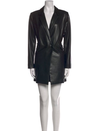 Alice + Olivia Faux Leather V-Neck Romper