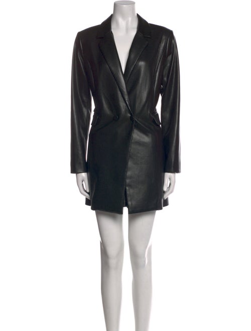 Alice + Olivia Faux Leather V-Neck Romper